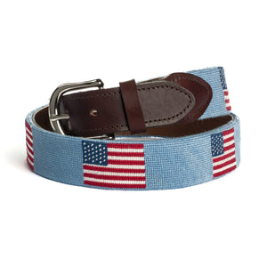 American Flag Needlepoint Belt (Light Blue)